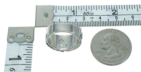 Silver Southwestern Lapis Water Wave Ring Size 8-3/4 QX81612